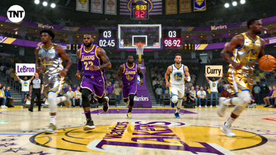 NBA湖人队对阵勇士队比赛直播画面
